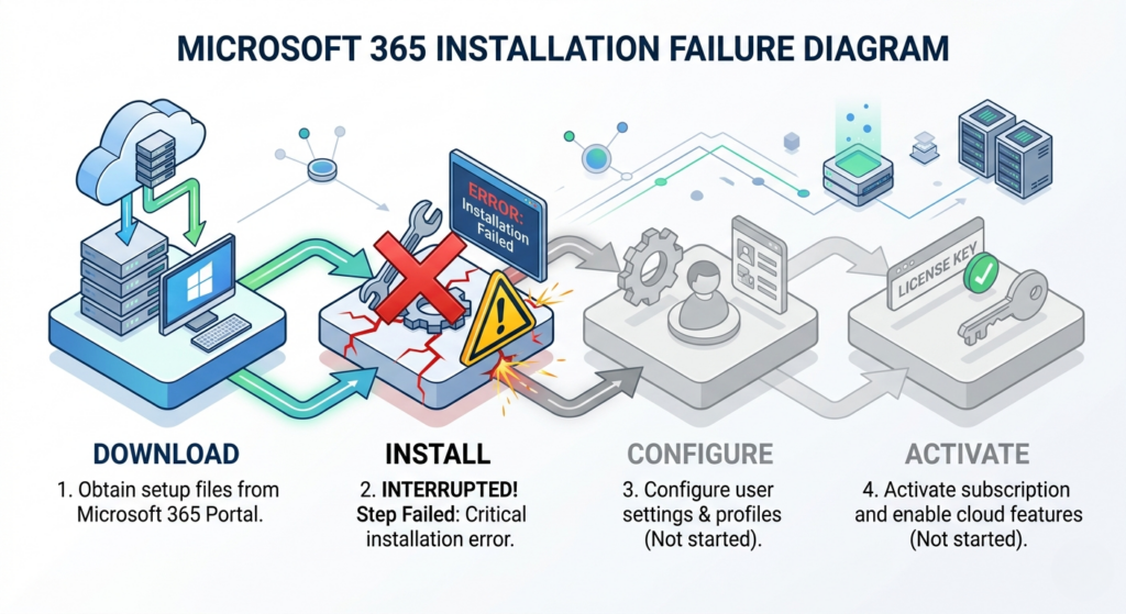Network instability affecting Microsoft 365 Click-to-Run installation