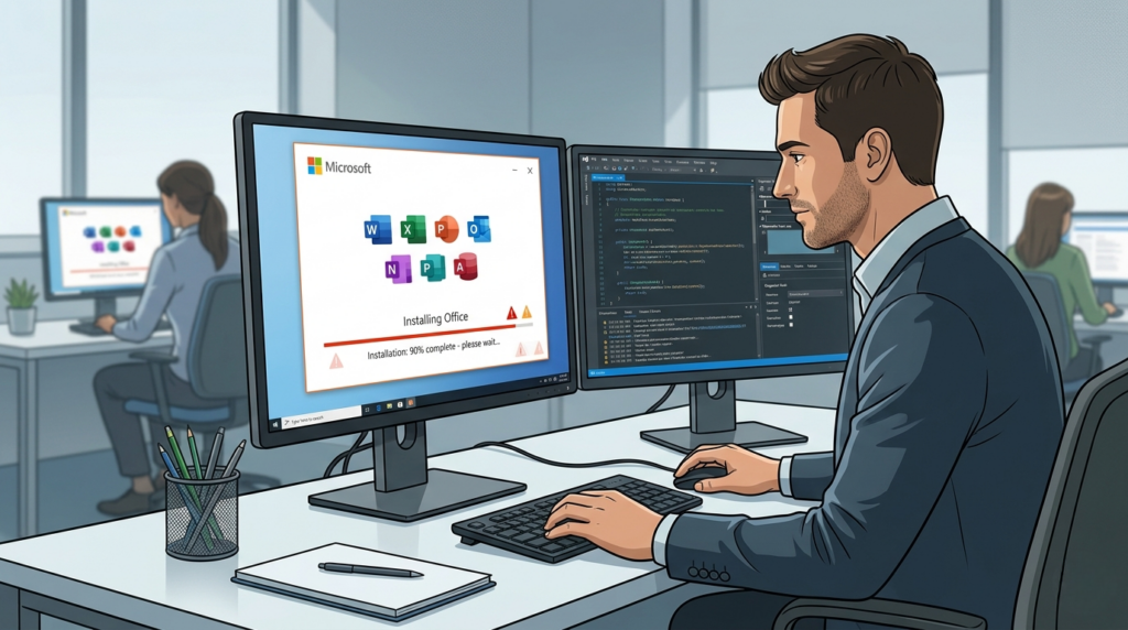 Installer conflicts and system processes blocking Microsoft 365 setup